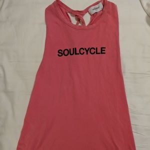 SoulCycle pink tank top with braided back